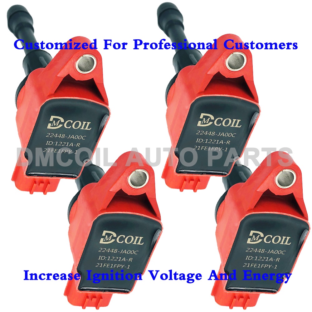 4 PCS RED PERFORMANCE IMPROVED IGNITION COIL FOR NISSAN JUKE MICRA IV NOTE QASHQAI X-TRAIL RENAULT 1.6L 2.0L 2.5L 22448-