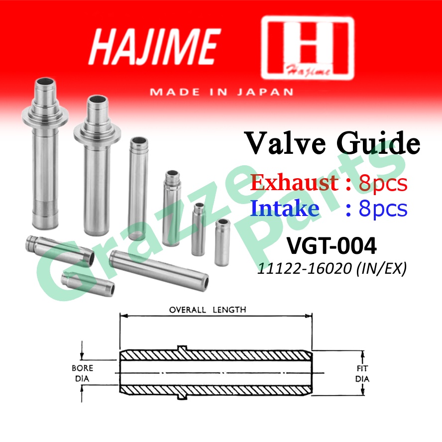 (16 ชิ้น) Hajime ญี่ปุ่นเครื่องยนต์วาล์วคู่มือ VGT-004 สําหรับ Toyota Corolla AE92 AE101 SEG 1.6 4AF