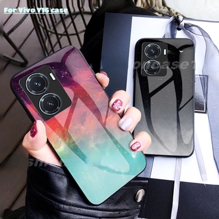 เคสโทรศัพท์มือถือกระจกนิรภัย ขอบซิลิโคน TPU นิ่ม ลายหินอ่อน สําหรับ VIVO Y16 VivoY16 Y22 Y22s Y36 4G 5G Galaxy Starry Sky