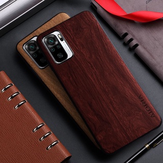 เคสโทรศัพท์มือถือหนัง pu ลายไม้ น้ําหนักเบา เรียบง่าย สําหรับ Xiaomi Redmi Note 10 Pro 10T 5G 10S