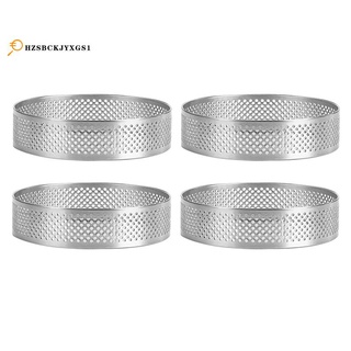 4 Pack Stainless Steel Tart Rings 2.4In,Perforated Cake Mousse Ring,Cake Ring Mold,Round Cake Baking Tools