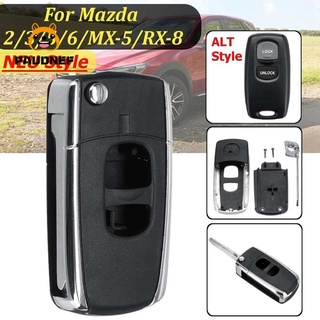 เคสรีโมทกุญแจรถยนต์ 2 ปุ่ม แบบพับได้ สําหรับ Mazda 2 3 5 6