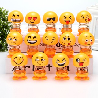 Fulllove emoji Mini ตุ๊กตาสปริงยิ้ม ตุ๊กตาดุ๊กดิ๊กติดรถ ตุ๊กตาส่ายหัวได้ ตุ๊กตาดุ๊กดิ๊กหน้ารถ น่ารักๆเด้งๆ มี14สี