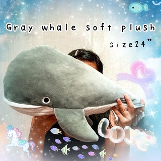 🐳Big stuffed whale(Soft plush, Marshmellow) ตุ๊กตาปลาวาฬ 🐋ตุ๊กตาปลาตัวใหญ่ 24นิ้ว ☁ตุ๊กตามาชเมลโล่