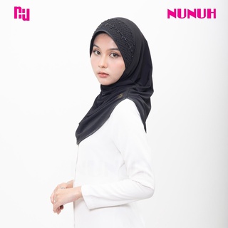 NEW!!! NUNUH SNOW ผ้าคลุมผมฮีญาบมุสลิมแบบสำเร็จประดับมุกคริสตัล ทรงฟองน้ำตาราง