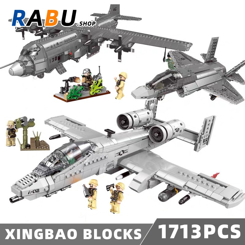 xingbao-1713pcs-a-10-f-35-fighter-jet-attack-plane-compatible-with