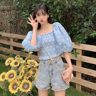 เสื้อเปิดไหล่ ปักด้ายลายดอก