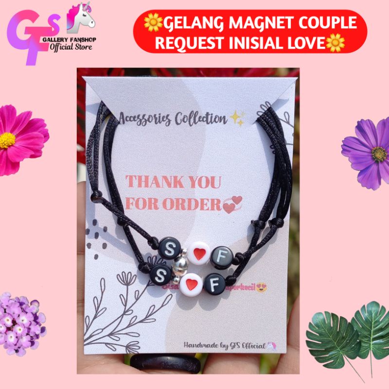 Love INITIAL COUPLE MAGNET BRACELET // LOVE REQUEST INITIAL BRACELET // INITIAL COUPLE BRACELET