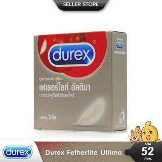 Durex Fetherlite Ultima ถุงยางอนามัย ผิวเรียบ บางพิเศษ ขนาด 52.5 มม. บรรจุ 1 กล่อง (3 ชิ้น)