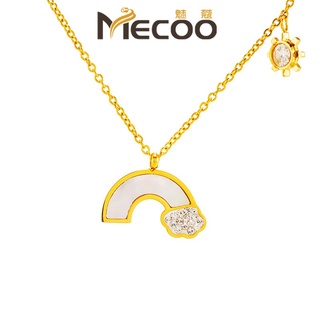 [Mecoo] สร้อยคอโซ่เหล็กไทเทเนียม จี้รูปดาวห้าแฉก สีโรสโกลด์ เรียบง่าย สําหรับผู้หญิง