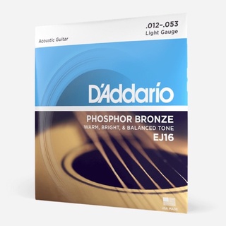 สายกีตาร์โปร่ง D’Addario EJ16 Phosphor Bronze 12-53 สินค้าแท้ 100% พร้อมส่งจากไทย