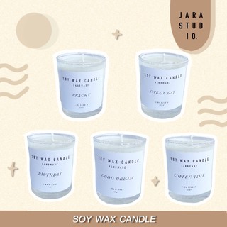 🔥เทียน เทียนหอม เทียนหอมอโรม่า เทียนหอมไขถั่วเหลือง Soy wax  60g กลิ่น Peachy, Vanilla, coffee, Lavender , Rose