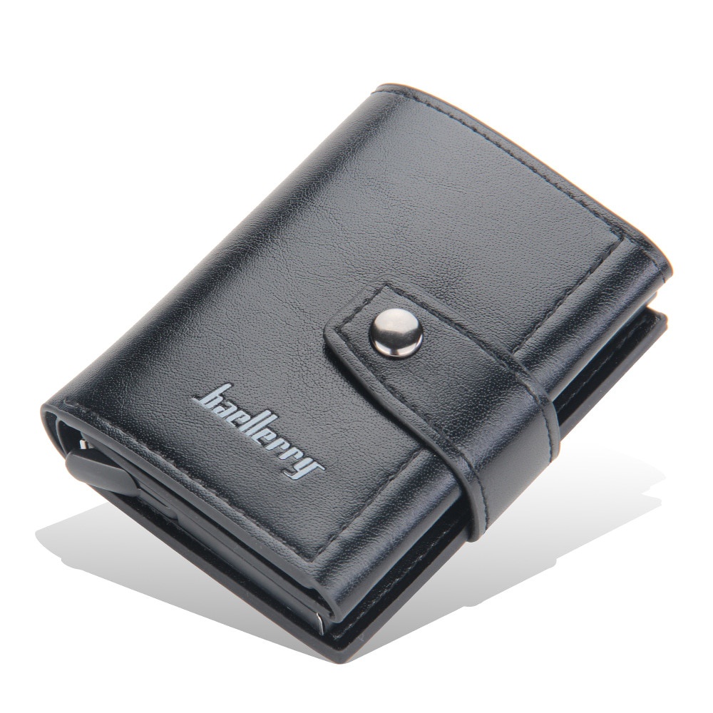 RFID Blocking Protection Men ID ผู้ถือบัตรเครดิตกระเป๋าสตางค์หนังโลหะอลูมิเนียม Business Bank Card Case CreditCard Cardholder