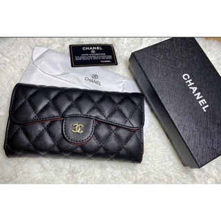 **พร้อมส่ง** กระเป๋าสตางค์ใบยาว Chanel หนังคาเวียร์ พร้อมกล่อง