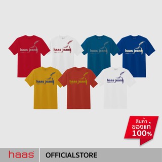 haas jeans originail est.1985 เสื้อยืดแขนสั้นลายขนนก