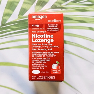 ลูกอมลดการสูบ รสเชอร์รี่ N i c o t i n e Mini lozenge 4mg, Cherry Ice 27 lozenges (Basic Care®)