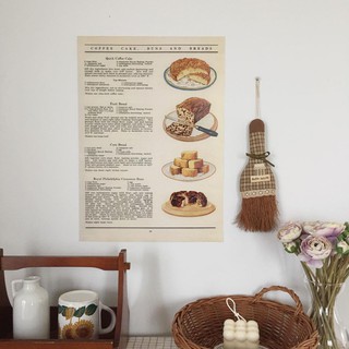 Poster - Vintage Cooking Plate : Coffee Cake Buns Bread