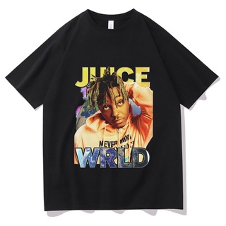 ผ้าฝ้ายคอกลมเสื้อยืด ผ้าฝ้าย 100% พิมพ์ลาย Rap Singer Juice WRLD ทรงหลวม เข้ากับทุกการแต่งกาย สไตล์ฮิปฮอป สําหรับผู้ชาย