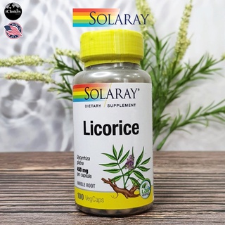 [Solaray] Licorice Whole Root 450 mg 100 VegCaps สารสกัดจากรากชะเอมเทศ