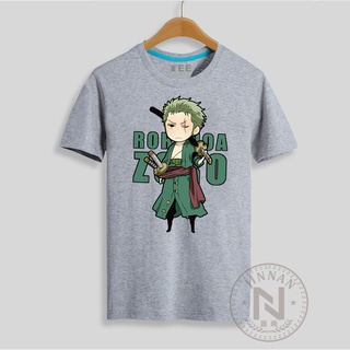 เสื้อผ้าผชเสื้อยืดแขนสั้น ผ้าฝ้าย ทรงหลวม พิมพ์ลายการ์ตูนอนิเมะ One Piece Zoro แฟชั่นฤดูร้อน สําหรับผู้ชาย และนักเรียน 2