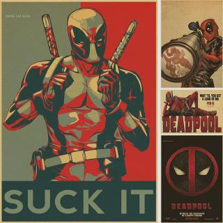 สติกเกอร์โปสเตอร์ ลายซุปเปอร์ฮีโร่ Marvel deadpool สไตล์วินเทจ สําหรับตกแต่งผนังห้องเด็ก