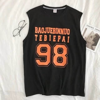 Men INS Fashion Tank Oversize 98 เสื้อกล้ามผู้ชาย เสื้อยืดผู้ชาย90 ลายอักษรสกีนมาใหม่