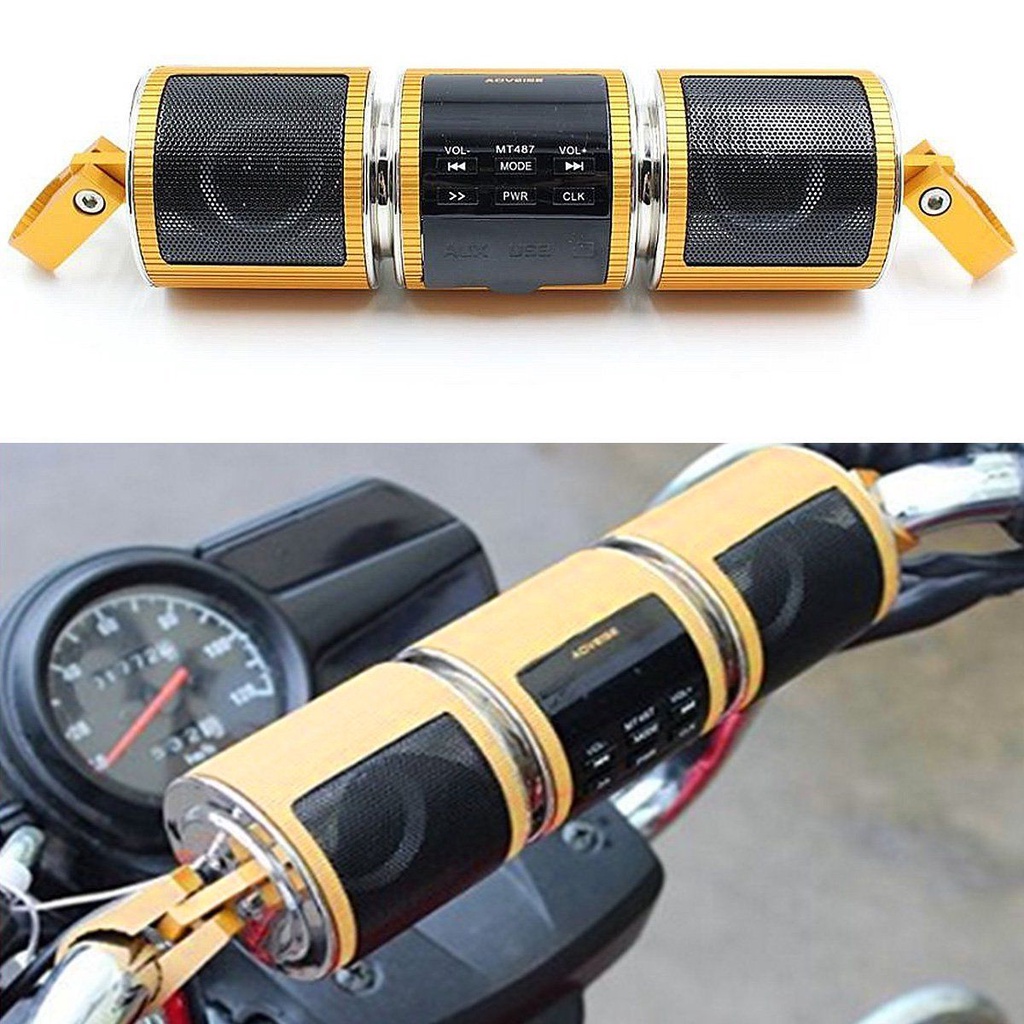 In StockMT487 Motorcycle MP3 Bluetooth Audio Speaker Handlebar BuiltIn