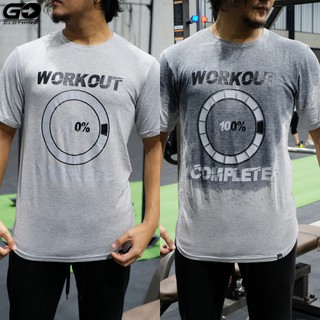 เสื้อออกกำลังกายผู้ชาย เสื้อยืดลาย Workout เหงื่อออกปรากฏลาย ผ้านุ่มใส่สบาย