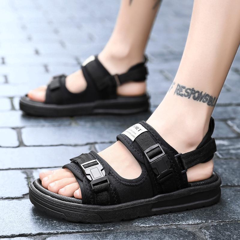 Size 36- 46 Mens Summer Casual Beach Sandals Black Women Sandal กระเป๋าสะพายข้าง รองเท้าแตะรองเท้าผู้ชาย