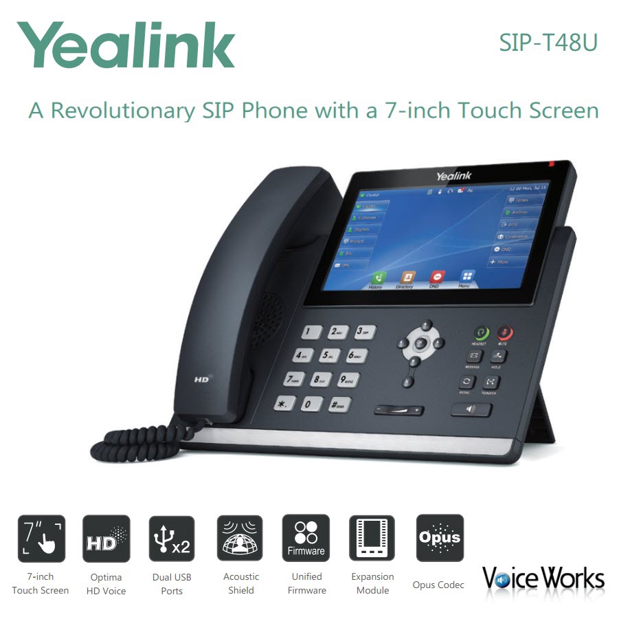โทรศัพท์ไอพีแบบจอสีสัมผัส 7" Touch Screen Yealink IP Phone T48U