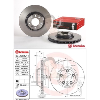 09 A062 11 จานเบรค ล้อ F-L (ยี่ห้อ BREMBO) รุ่น HC UV PORSCHE Cayenne left ล้อ18"นิ้ว ปี2002-&gt;