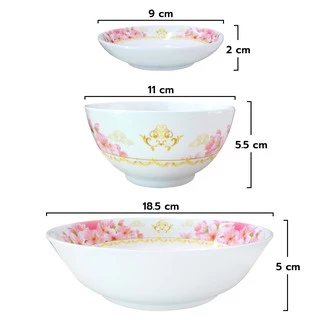 RRS ชุดจาน ชาม เมลามีน 100% 28 ชิ้น ลาย Cherry Blossom ผลิตโดย ศรีไทย ซุปเปอร์แวร์ - เครื่องครัว