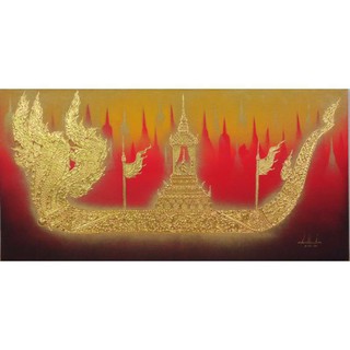 ภาพวาดภาพเรือสุพรรณนาคราชสามเศียรขนาด60×120cm