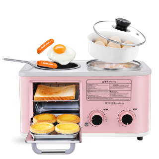 ROYSTAR Multifunctional Breakfast Machine - เครื่องทําอาหารเช้าแบบพกพา 3 in 1 / PINK-quicksale