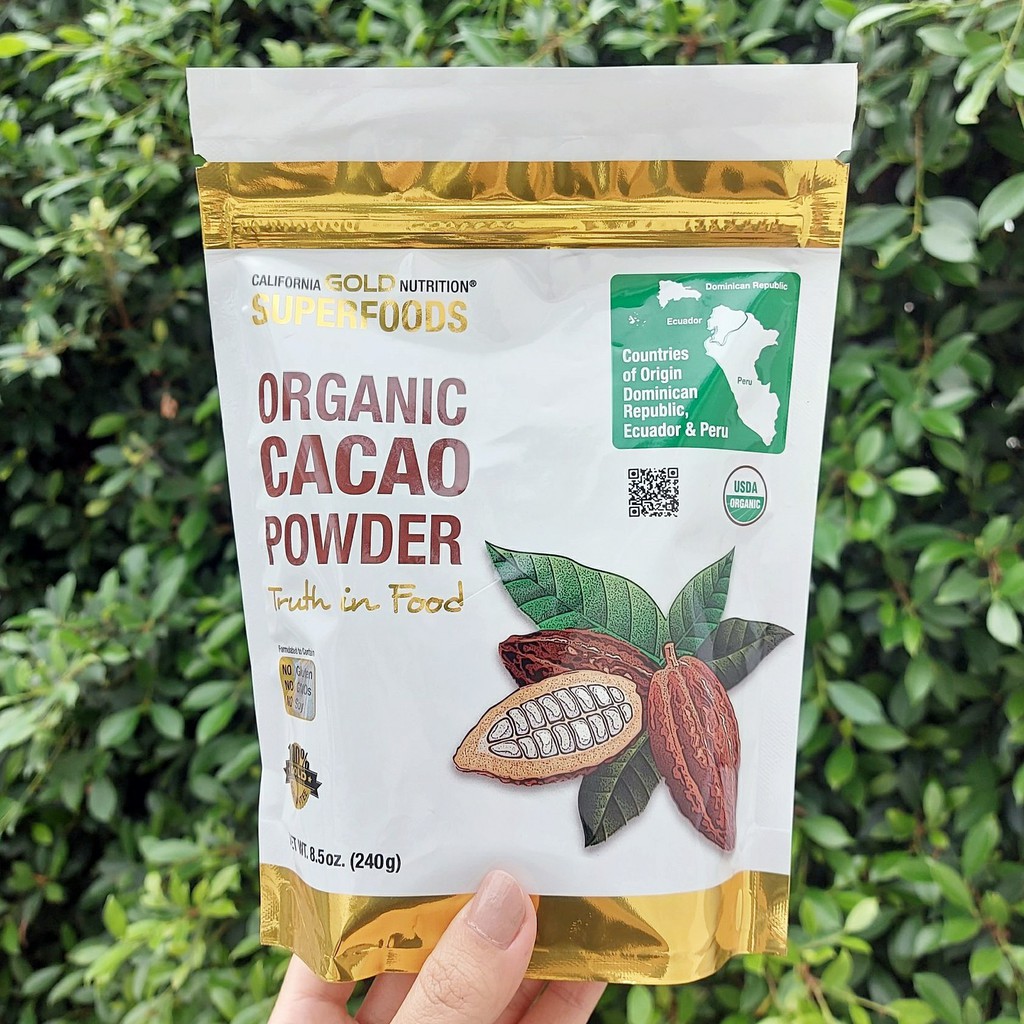 ผงโกโก้ ออร์แกนิก Superfoods Organic Cacao Powder 240 g (California Gold Nutrition®)