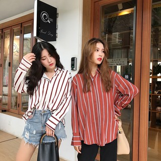 พร้อมส่ง📮Striped Shirts เสื้อเชิ้ตลายทางแขนยาว