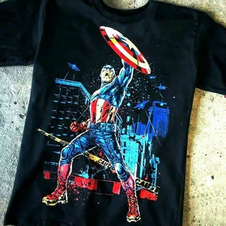 Bt111 เสื้อยืดผ้าฝ้าย พิมพ์ลายภาพยนตร์ AMERICA STEVE ROGERS MARVEL HERO สีดํา