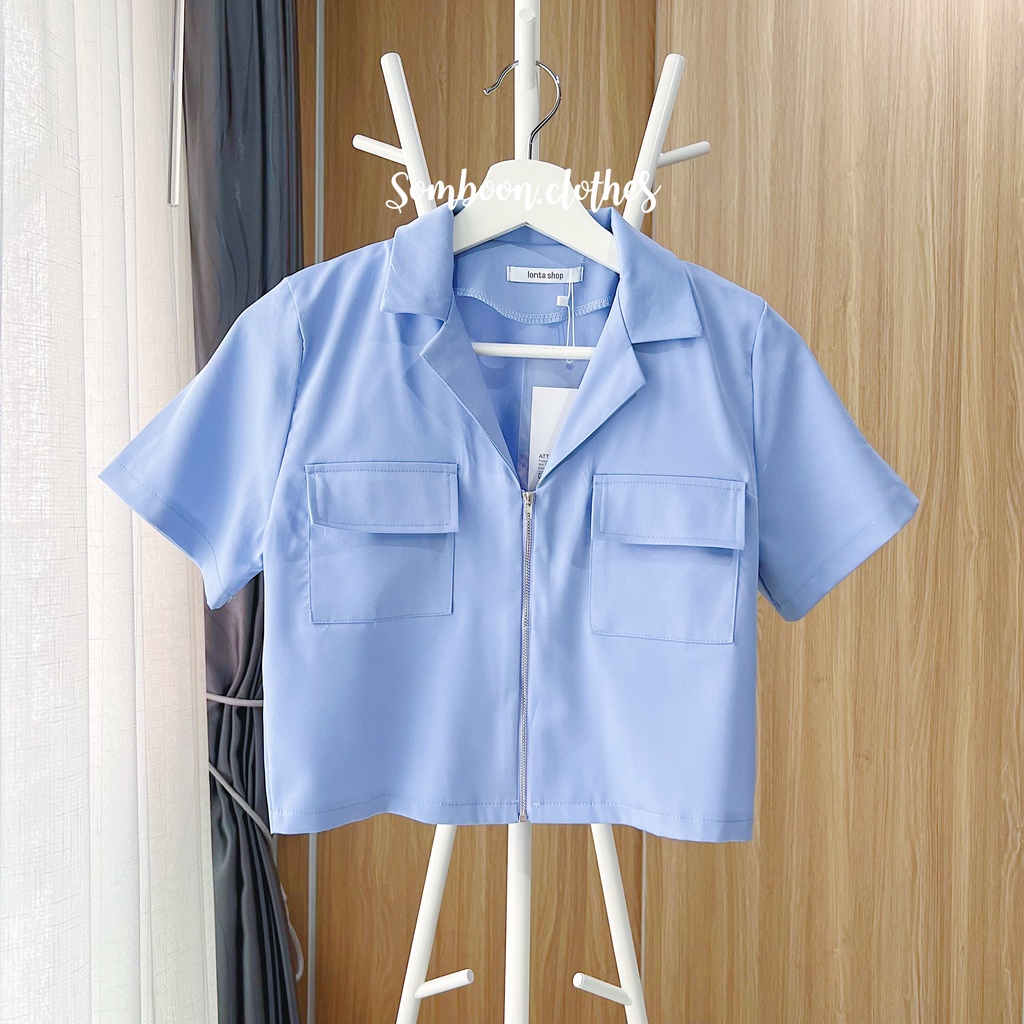 พร้อมส่ง‼️ Yayo Tpp 🤍เสื้อเชิ้ตคอปกซิปหน้า🤍