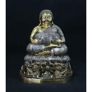 สังกัจจายน์ ปางอุ้มทรัพย์ ทองเหลืองแต่งสี 2 กษัตริย์ (เงิน-ทอง)