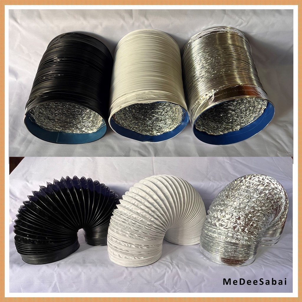 ท่อลมฟอยล์หุ้มพลาสติกพีวีซี สีดำ ดูดควัน เครื่องฟอกอากาศ พัดลมระบายอากาศ แฟร็กอ่อน ยืดหด ไอเสีย – โปรปัง