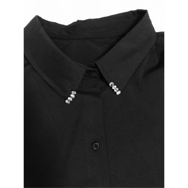 เสื้อเชิ้ตดำแต่งปกคริสตัล