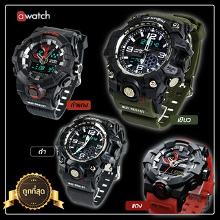 นาฬิกาผู้ชาย Exponi Watch กันน้ำ สปอร์ต ลดราคา สายซิลิโคน มีไฟ LED นาฬิกาดิจิตอล Quartz 2 ระบบ