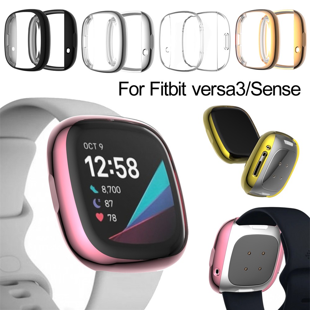 เคสป้องกันหน้าจอ เข้ากันได้กับ Fitbit Sense/Versa 3, Soft TPU ชุบกันชนคลุมทั้งหมดเคสป้องกันสําหรับ S