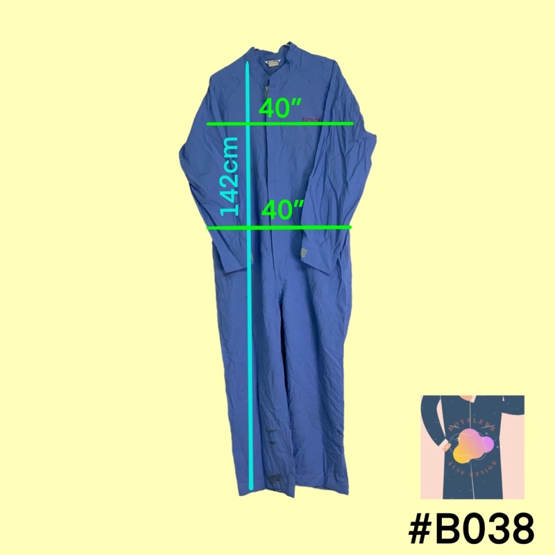 #b038/142 TOYOTA Size: L ฟ้า ชุดหมี ชุดช่าง ชุดทำงาน ชุดมือสอง