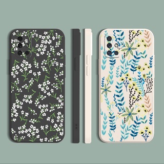 เคสโทรศัพท์ ซิลิโคนนิ่ม ขอบตรง ลายดอกไม้ สําหรับ Samsung A31 A32 4G A52 A72 5G A11 A51 A71 A21S A02S A20S