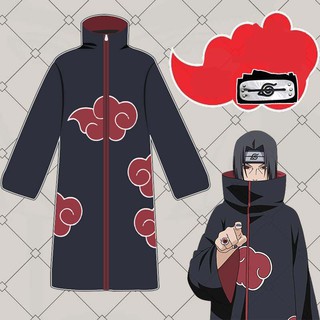 Pre-ชุดคอสเพลย์ชาย NARUTO Akatsuki เสื้อคลุมนินจาตัวยาวสีดำ