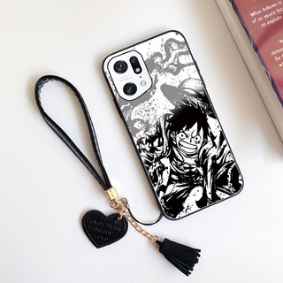 เคสโทรศัพท์มือถือกระจกนิรภัย แบบแข็ง กันกระแทก ลายอนิเมะ One Piece Luffy Skull สําหรับ OPPO A96 A72 A53S A56 5G A36 A76 A74 A95 A93 A54 A93S A16K A16 A15 A35 A52 A92 A32 A53S