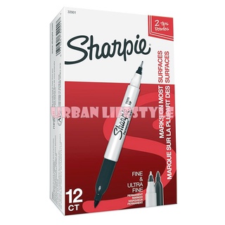 Sharpie ชาร์ปี้ 2in1 tip permanent marker ปากกาเคมี 2 หัว ปากกาเพอร์มาเน้นท์ หัว fine/ultra fine ขนาด 0.3/1.0 mm 12 ด้าม