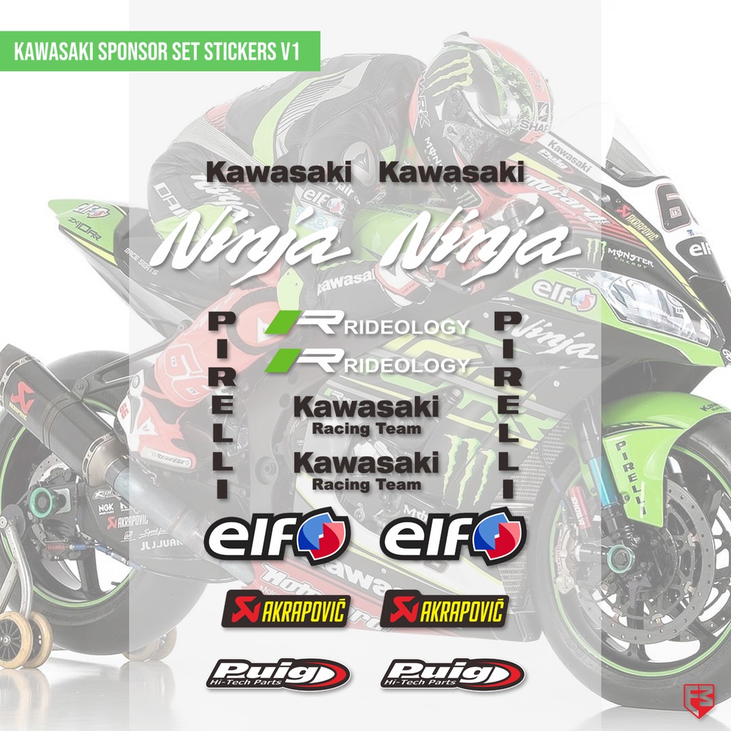 สติ๊กเกอร์ Sponsor ชุด V1 มอเตอร์ Kawasaki Ninja rr 250r 250fi zx25r zx 300 400