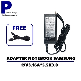 ADAPTER NOTEBOOK SAMSUNG 19V3.16A*5.5X3.0  / สายชาร์จโน๊ตบุ๊คซัมซุง + แถมสายไฟ